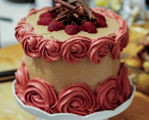 chocolate-raspberry-macaron-cake